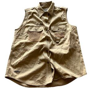 Lauren Ralph Lauren Sleeveless Shirt Top Sz M Vest Outdoor Safari Utility Beige